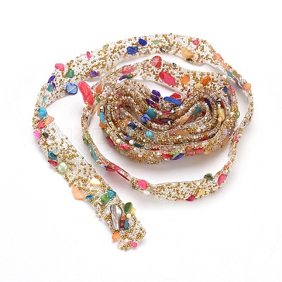 Glass Hotfix Rhinestone Beaded Trim DIY-WH0188-13-1
