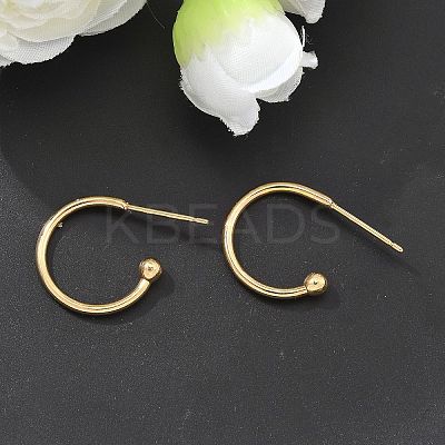 304 Stainless Steel C-shaped Hoop Circle Ball Stud Earrings LS-STAS-K204-04G-1