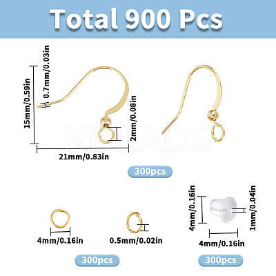 300Pcs Brass Earring Wire KK-SC0004-84G-1