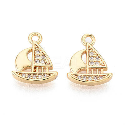 Brass Micro Pave Cubic Zirconia Charms KK-N263-111G-1