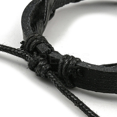 Adjustable PU Leather & Waxed Braided Cord Bracelets BJEW-F468-15-1