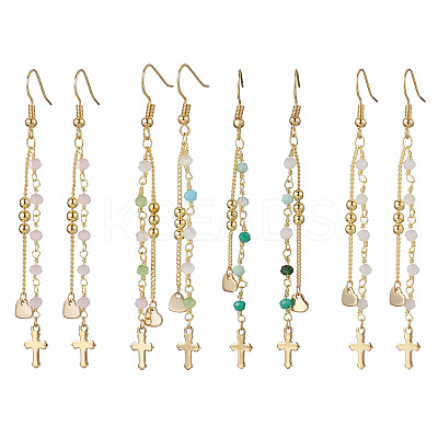 Cross 304 Stainless Steel Dangle Earrings EJEW-JE06779-1