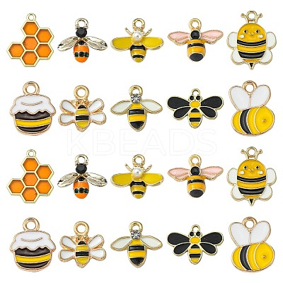50Pcs 10 Styles Zinc Alloy Enamel Charms ENAM-CJ0003-87-1