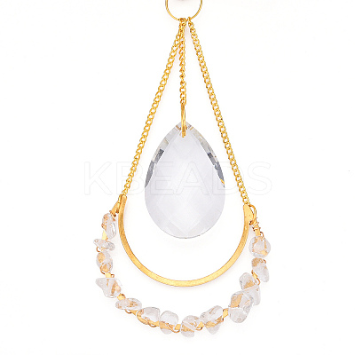 Geometric Natural Raw Quartz Crystal Suncatchers DJEW-PW0007-01A-1
