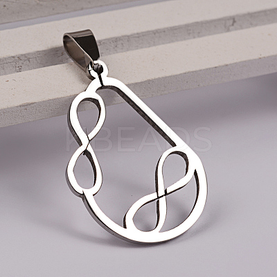 Non-Tarnish Drop with Infinity 201 Stainless Steel Pendants X-STAS-D130-12-1