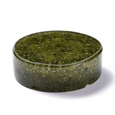 Resin with Natural Peridot Chip Stones Ashtray DJEW-F015-05C-1