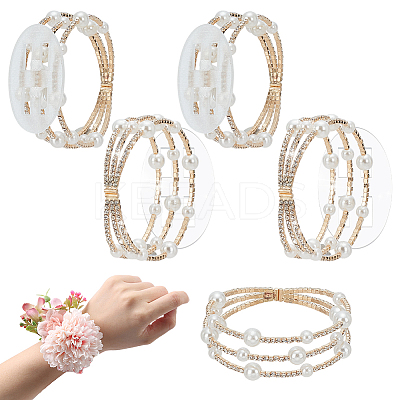 5Pcs Alloy Rhinestone Multi-strand Bangles for Women BJEW-WR0001-03G-1