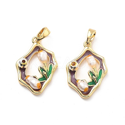 Brass Enamel Pendants KK-B129-23G-1