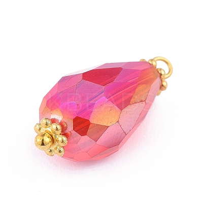 Electroplate Faceted Glass Pendants X-PALLOY-JF00453-M-1