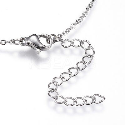 Non-Tarnish 304 Stainless Steel Initial Pendant Necklaces LS-NJEW-P151-E-P-1