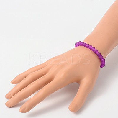 Stretchy Frosted Glass Beads Kids Bracelets for Children's Day BJEW-JB01768-02-1