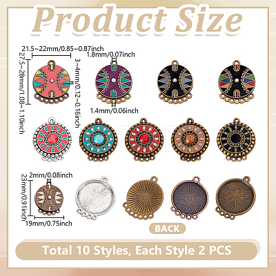 20pcs 10 styles Alloy Crystal Rhinestone Chandelier Component Links ENAM-GA0001-12-1