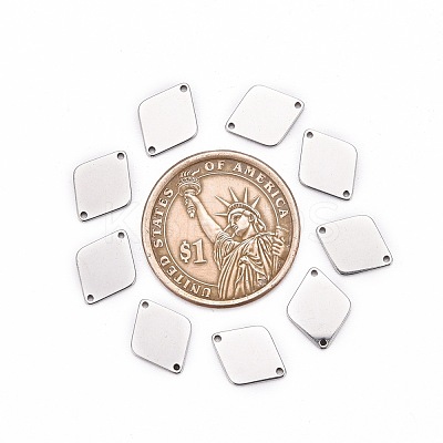 Tarnish Resistant Smooth Surface Stainless Steel Rhombus Stamping Blank Tag Links connectors STAS-R064-72-1