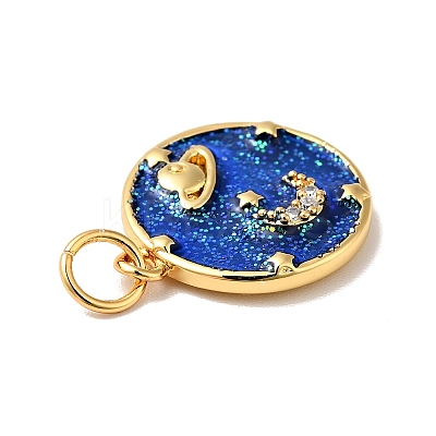 Rack Plating Brass Micro Pave Cubic Zirconia Pendants KK-H431-09G-A-1