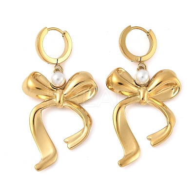 304 Stainless Steel Bowknot Hoop Earrrings LS-EJEW-U065-04G-1