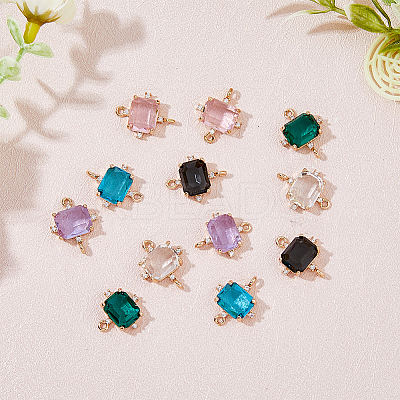 10Pcs 5 Colors Glass Connector Charms GLAA-HY0001-11-1