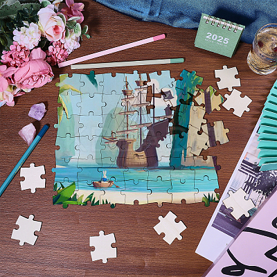 60Pcs Unfinished Wood Puzzle Cutout DIY-GL0005-44-1