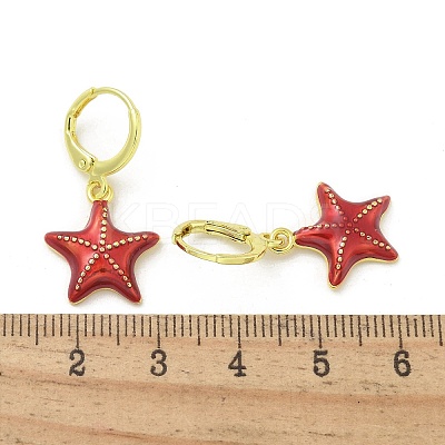 Brass Enamel Leverback Earrings for Women EJEW-U032-02G-1