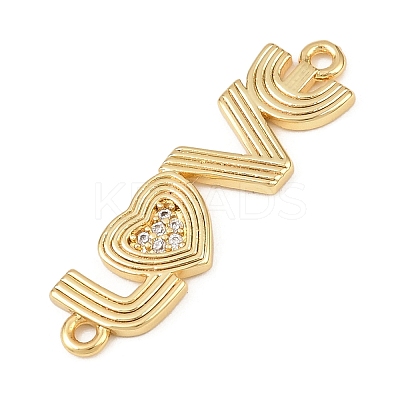 Brass Micro Pave Clear Cubic Zirconia Word LOVE Connector Charms KK-G544-39G-1