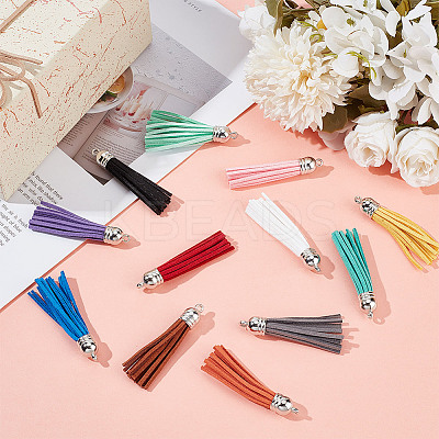 72Pcs 12 Colors Flocking Faux Suede Tassel Pendants Decorations FIND-GO0001-83-1