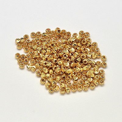 PVD Vacuum Plating Brass Corrugated Round Spacer Beads X-KK-I598-24G-RS-1