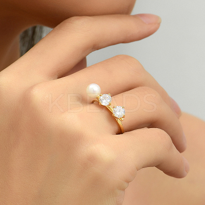 Simple Style Brass Pave Cubic Zirconia Open Rings IO7806-1