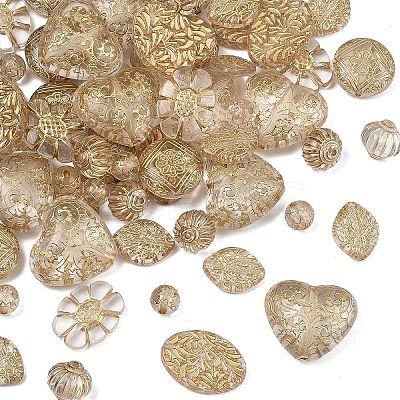 70Pcs 7 Styles Plating Acrylic Beads PACR-YW0001-60-1
