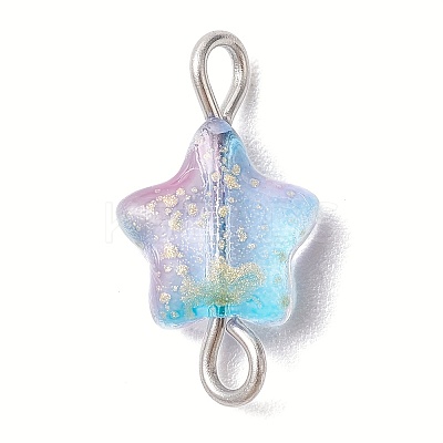 Spray Painted Glass Star Connector Charms PALLOY-JF02338-50A-1