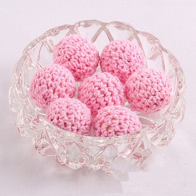 Handmade Woolen Macrame Wooden Pom Pom Ball Beads MAKN-PW0001-047D-1