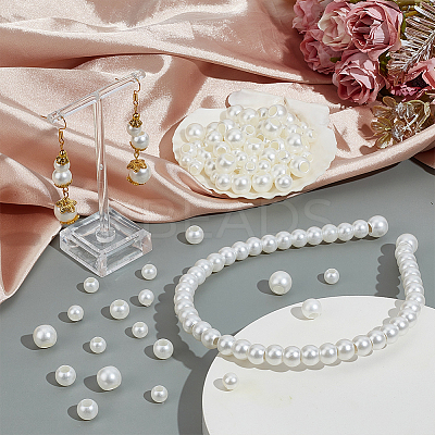 300Pcs 3 Styles ABS Plastic Imitation Pearl Beads KY-NB0001-72-1