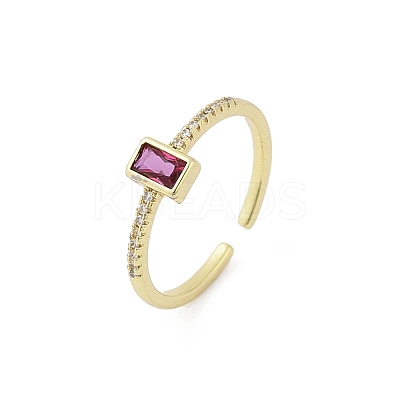 Brass Micro Pave Cubic Zirconia Cuff Rings RJEW-S400-16A-G-1