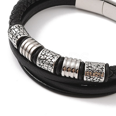Braided Microfiber Leather Multi-strand Bracelets LS-BJEW-B096-07B-1