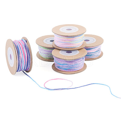 5 Rolls 5 Colors Segment Dyed Macrame Cotton Cord OCOR-TA0004-05C-1