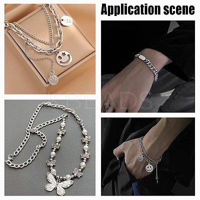10Pcs Unisex 304 Stainless Steel Curb Chain/Twisted Chain Bracelets Set STAS-UN0048-40-1
