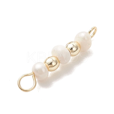 Natural Cultured Freshwater Pearl Potato with Round Electroplate Synthetic Non-magnetic Hematite Beaded Connector Charms PALLOY-JF04854-02-1