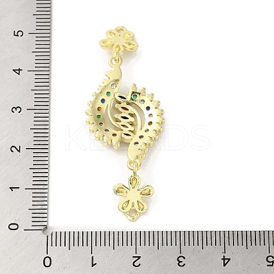 Rack Plating Brass Pave Colorful Cubic Zirconia Flower Connector Charms KK-C052-37D-G-1