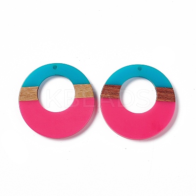 Opaque Resin & Walnut Wood Pendants RESI-M027-03D-1