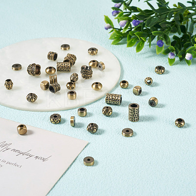 48Pcs 12 Style Tibetan Style Brass Beads KK-KS0001-23-1