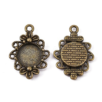 Vintage Tibetan Style Alloy Flower Pendant Cabochon Bezel Settings X-TIBEP-M018-131AB-NF-1