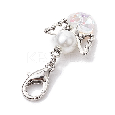 Heart Angel Glass Pendant Decoration HJEW-JM01980-1