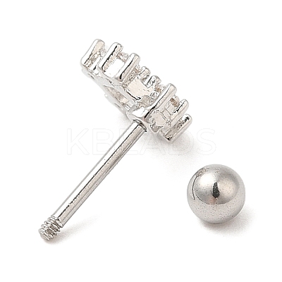 Brass Micro Pave Clear Cubic Zirconia Stud Earrings EJEW-L265-05P-1