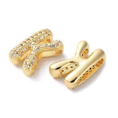 Rack Plating Brass Micro Pave Cubic Zirconia Slide Charms KK-C084-34G-K-1