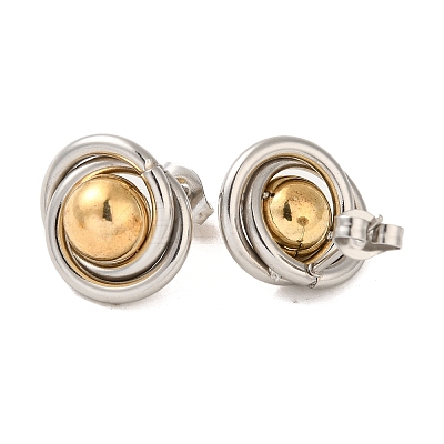 Ring & Round 304 Stainless Steel Stud Earrings for Women EJEW-U003-19-1