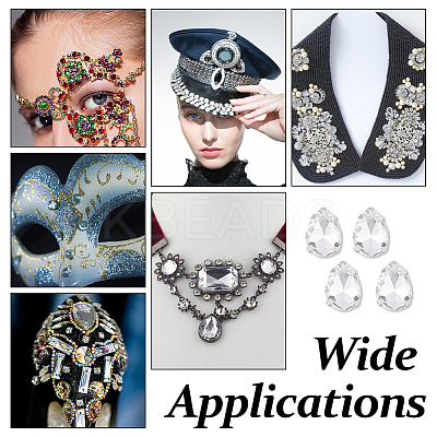 60Pcs Teardrop Sew on Rhinestone RGLA-DC0001-06-1