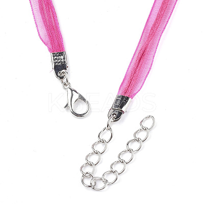 Waxed Cord and Organza Ribbon Necklace Making NCOR-T002-146-1