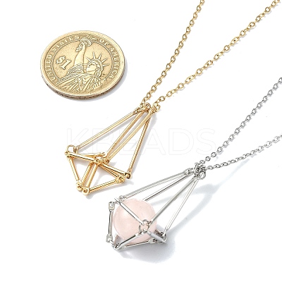 2Pcs 2 Style Brass Macrame Pouch Empty Stone Holder for Pendant Necklaces Making NJEW-JN04566-1