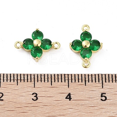Rack Plating Brass Pave Cubic Zirconia Connector Charms KK-H474-20G-01-1