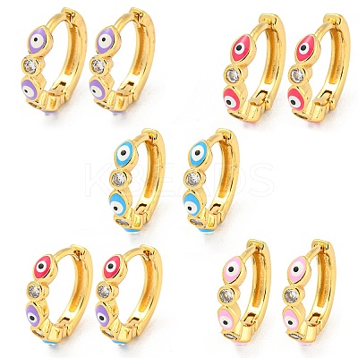 Evil Eye Real 18K Gold Plated Brass Hoop Earrings EJEW-L269-076G-1