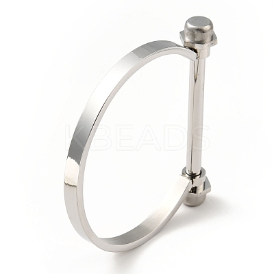 Non-Tarnish 304 Stainless Steel D Shape Bar Screw Bangle BJEW-G636-05B-P-1
