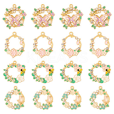 16Pcs 4 Styles Rack Plating Alloy Enamel Pendants FIND-TA0005-62-1